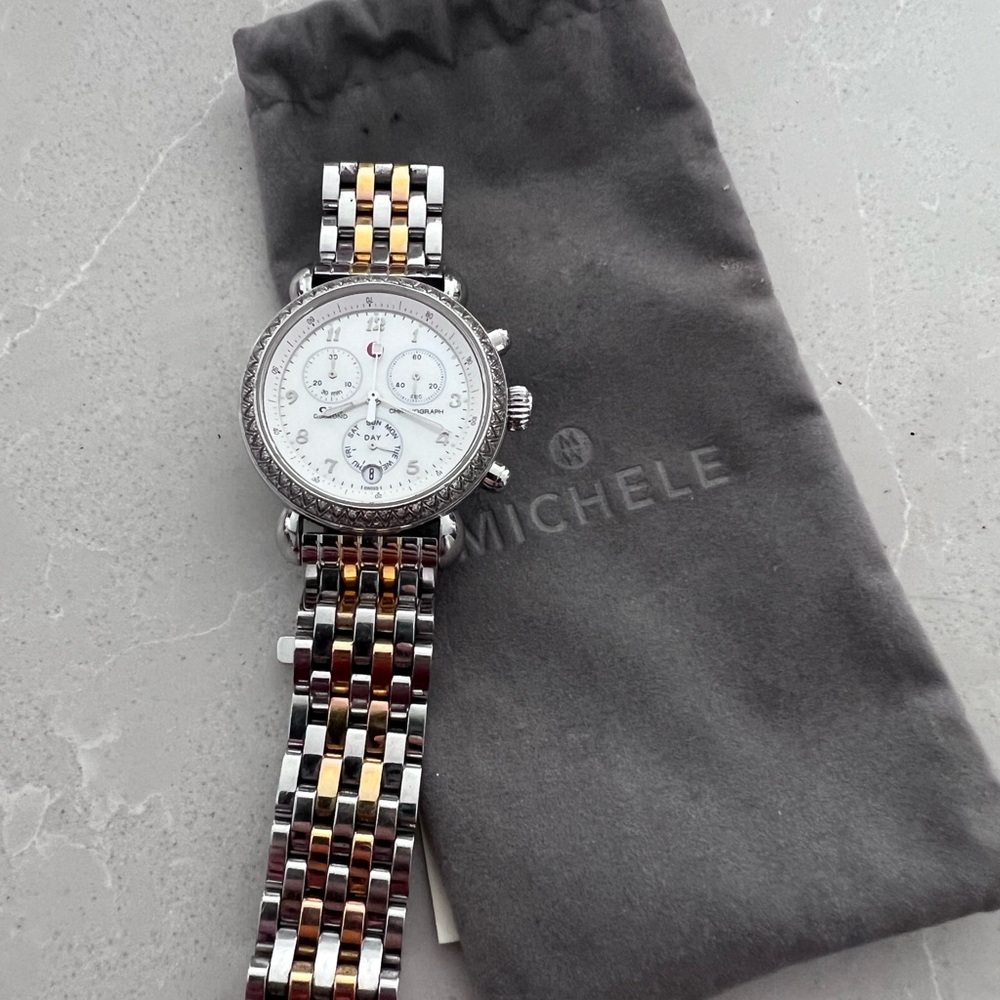 Women’s Diamond Michele Watch with two tone band - Picture 16 of 16